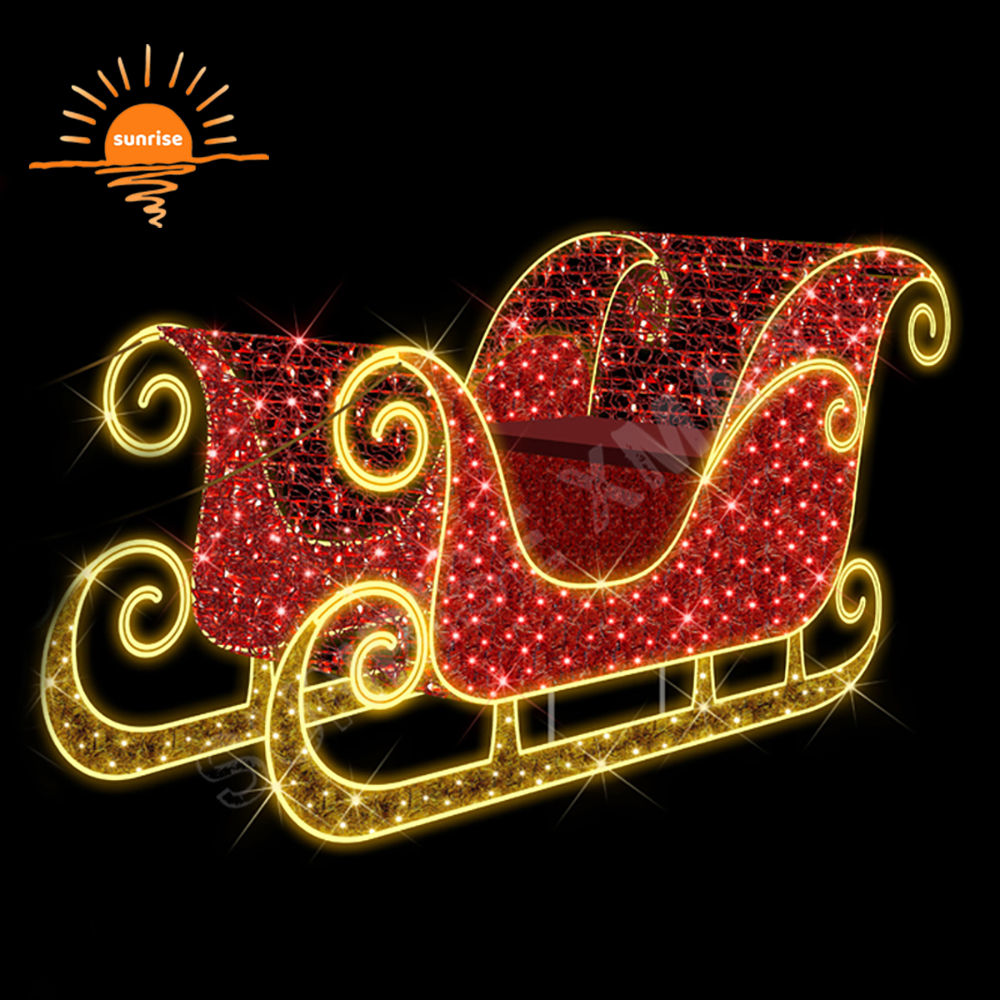 Led Lights Decoration Large Xmas Santa Sleigh Jumbo Sled for Festive Displays Christmas Reindeer with Sled Chair Decoration