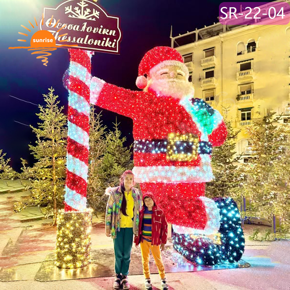 Giant christmas decoration supplies Best Holiday Santa Claus Light Displays led 3D street motif light show