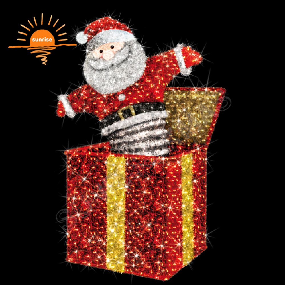 New 3D Large IP65 LED Light Easter Egg Decoration and Pop up Elf Motif Light with Xmas Rabbit Santa Claus Decoration