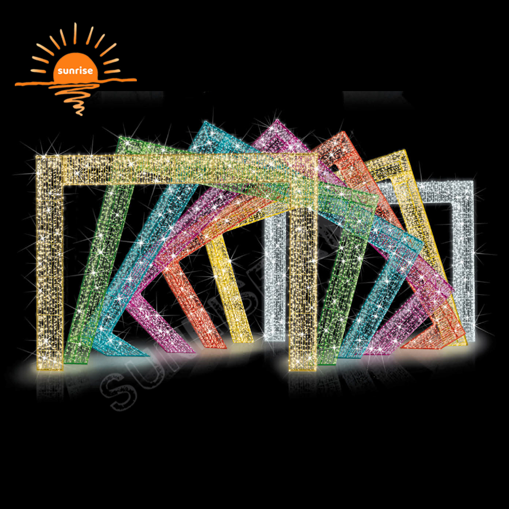 Outdoor Programmable RGB Color Change LED Lighting Tunnel Arch Lighting Christmas Snowflake Decoration Walk Through Light Show