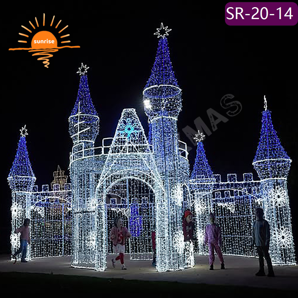 Christmas IP65 wonderland walk through castle motif light LED walk through arch tunnel decoration light show
