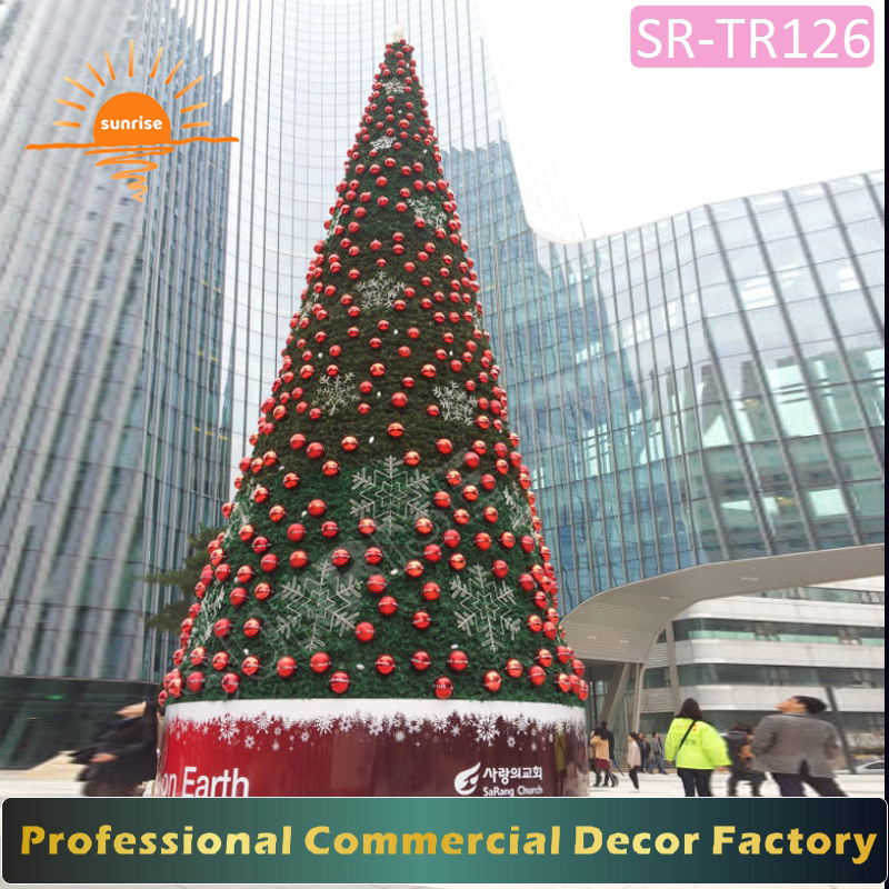 High-quality artificial large tree with ball bow LED Christmas Tree RGB Color Changing with Music Sync & Remote Control