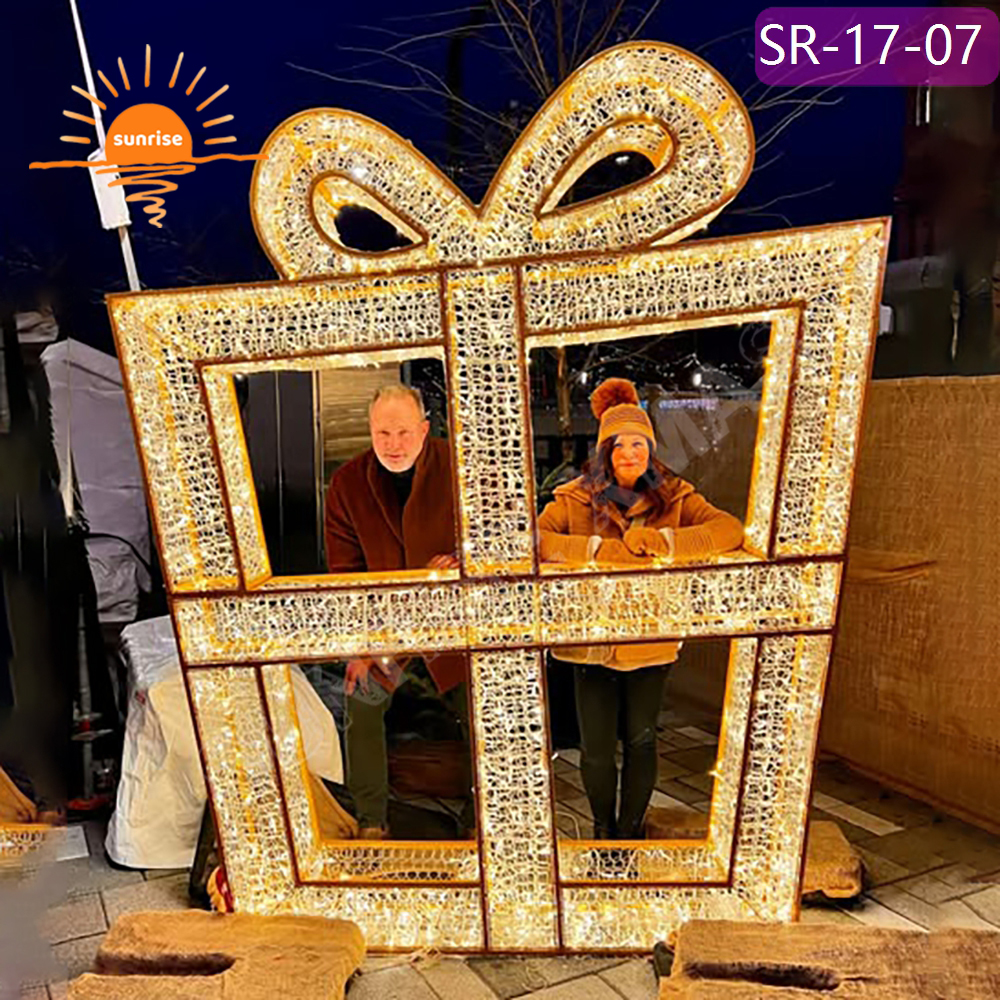 LED chair motif Lighted Gift Box for Shopping Mall Luminescence Commerical Outdoor Christmas Large Photo frame Decorative
