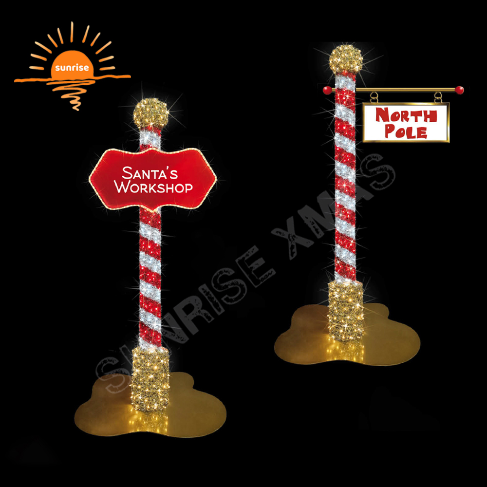 New Fashion Outdoor Waterproof Park Led Santa Claus Decorative Christmas Illuminated Large 3D North Pole Sigh Motif Light