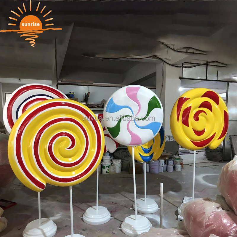 Outdoor Decoration Fiberglass Balloon Candy and Lollipop Sculpture
