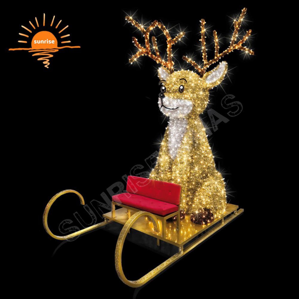 New Outdoor Light Large Led Christmas Reindeer Chair Large Xmas Ballet Dancer Motif Lighted Snowmen Nutcraker /soldier Ornament