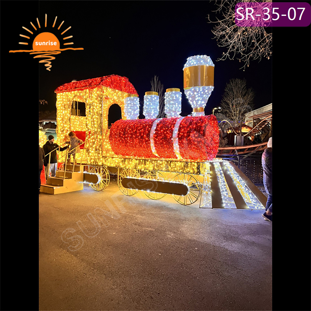 3D giant Luminescence motif decoration LED custom train Vehicle Light holiday season mall park decoration props