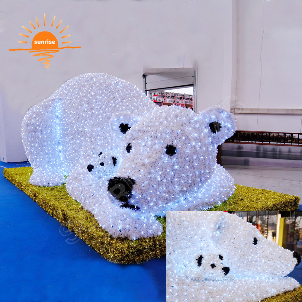 LED 3D Christmas Large Polar Bear Motif Light Holiday Outdoor String Animal Penguin and Elephant Decoration for Park