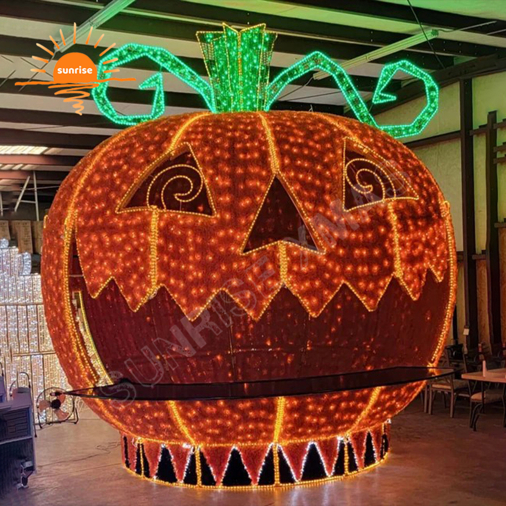 High-quality Waterproof Theme Park Large Halloween Pumpkin Head Ball Light 3d Giant Outdoor Bauble/ornament Decorative LED Light