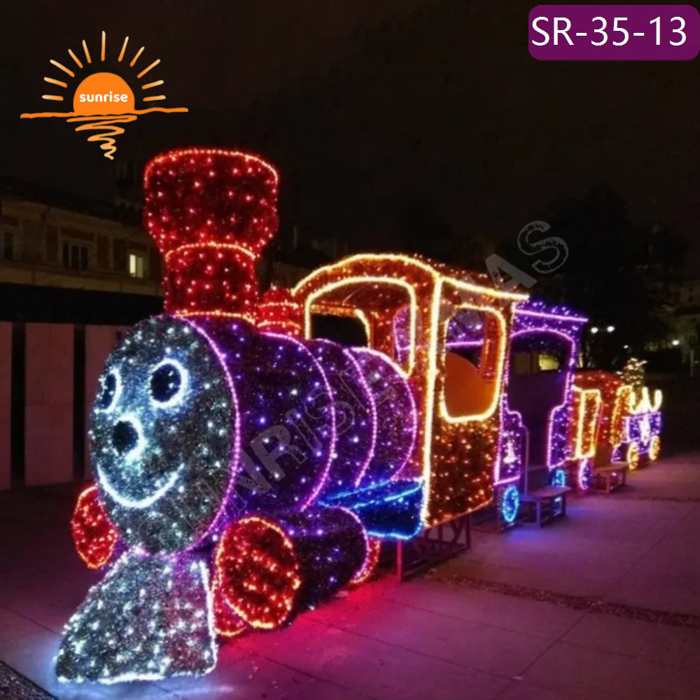 Downtown outdoor cartoon light show in stock New year