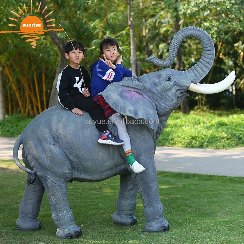 Fiberglass Resin Outdoor Life Size Animal Elephant Sculpture Garden Ornaments Outdoor Mall Fiberglass Decoration