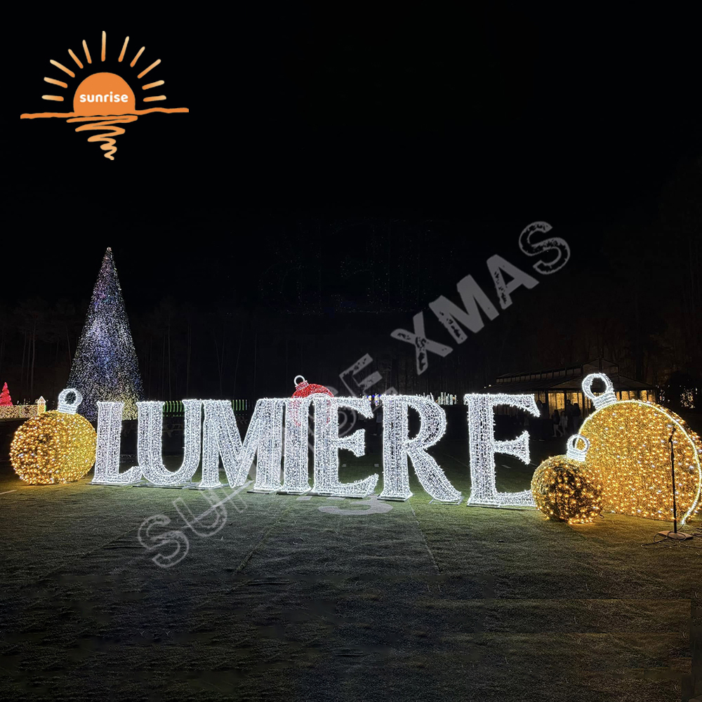 Custom Christmas String Lights Letters Ornament for Mall Xmas Park Decorations Giant Commercial LED Outdoor Motif Lighted