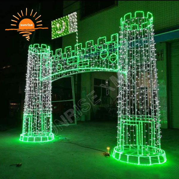 Custom Outdoor Christmas Wonderland Walk Through Castle Theme Light Show LED Room Arch Motif Decoration for Festive Displays