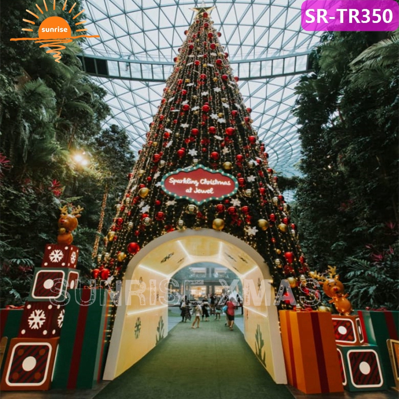 Outdoor Shopping Mall Decoration Green Artificial 16ft  20ft 30ft 40ft  Luxurious  Big Trees Christmas Giant Tree