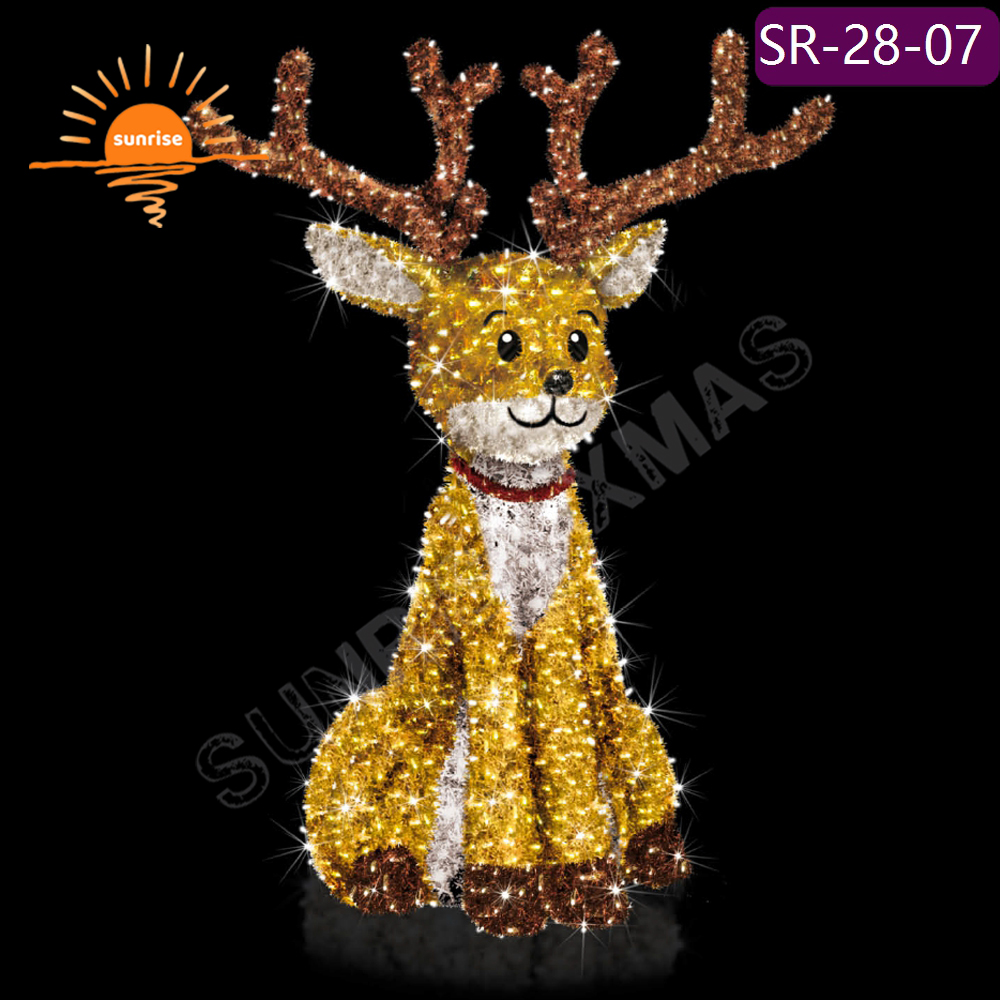 RGB pixel lights Led Lights Decoration Large Xmas Sled for Festive Displays Christmas Reindeer with Sled Chair Decoration