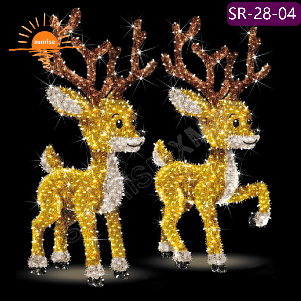 RGB pixel lights Led Lights Decoration Large Xmas Sled for Festive Displays Christmas Reindeer with Sled Chair Decoration