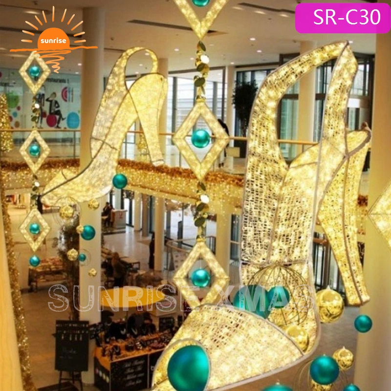 Commercial Indoor Warm White  Large  Hanging Christmas LED Gift Box Decoration  for Shopping Center