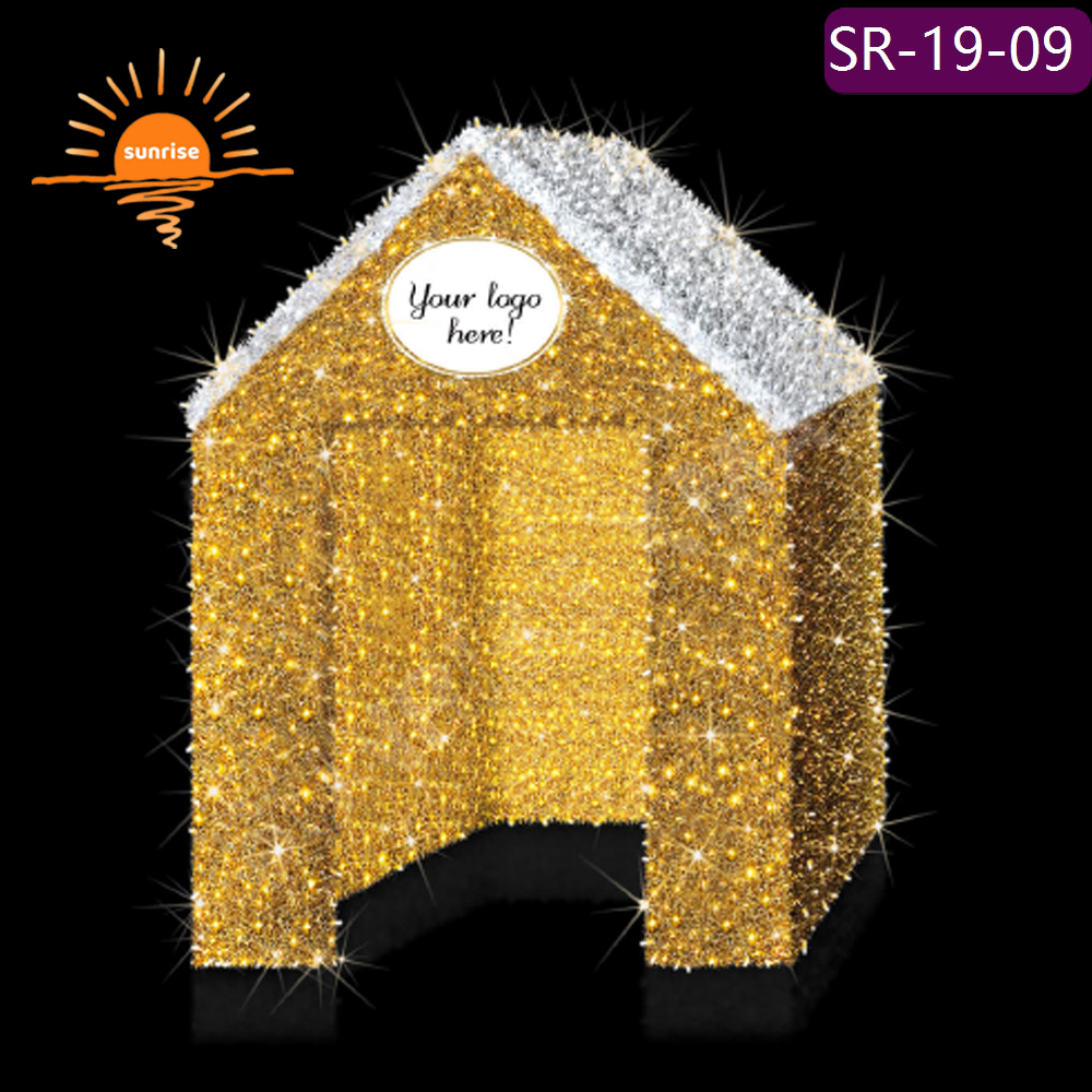 Outdoor 3D Gingerbread House Christmas Theme Light sweets candy house motif light show street walk through tunnel arch