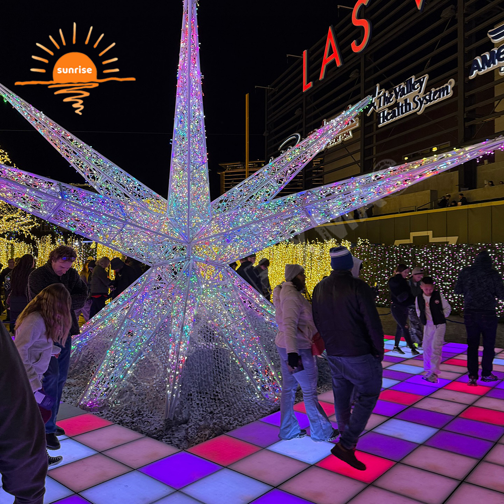 outdoor Christmas 3D starburst tunnel LED walk through the shooting star arch large IP65 street motif light decoration