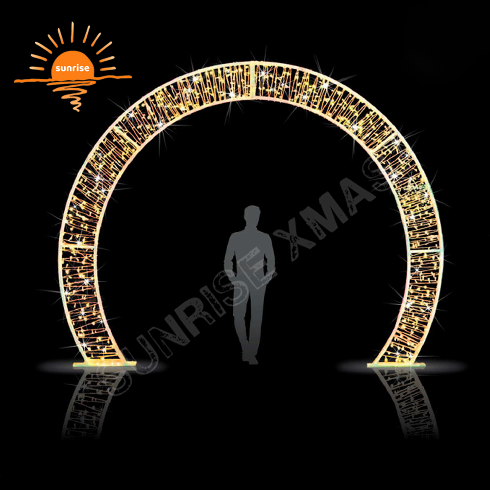 Outdoor Waterproof Custom Color Change LED Snowflake Lighting Tunnel Arch Candy Lighting Christmas Star Decoration Light Show