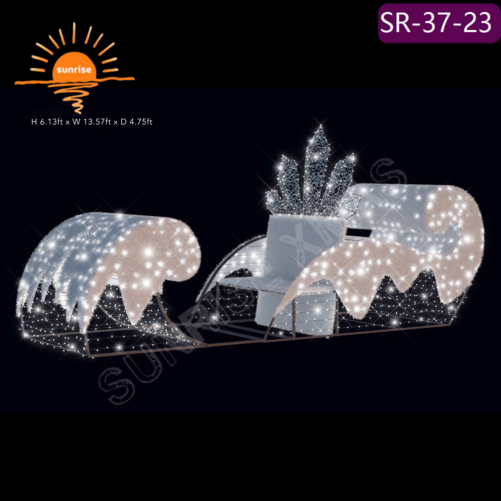 High-quality Christmas Vehicle Lighted show for Holiday Yard Decorations IP65 White Large Outdoor LED Sleigh LED party Light Up