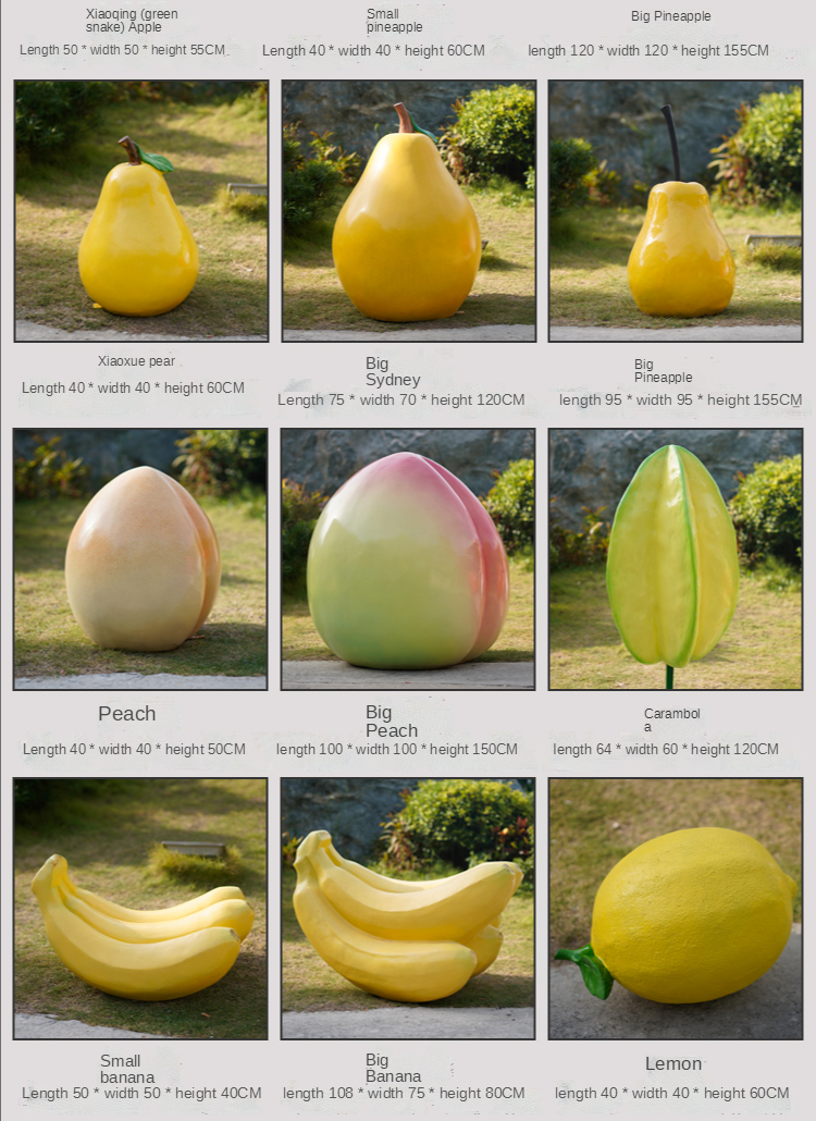 Resin Artificial Vegetables Fruit Pumpkin Watermelon Strawberry Pineapple Sculpture Outdoor Mall Fiberglass Decoration