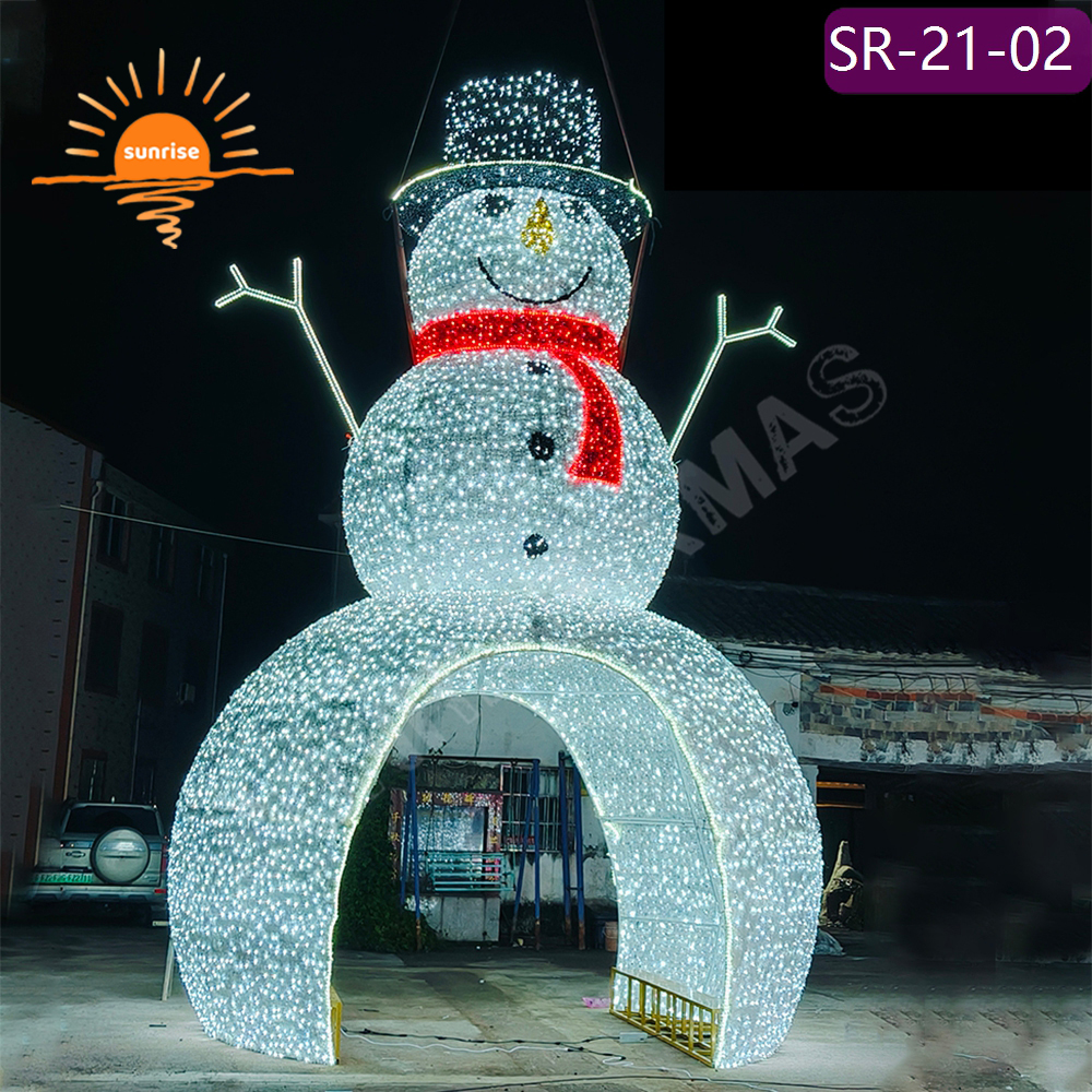 Large Outdoor Waterproof 3d Snowman decoration Led Christmas Theme motif Lights Park Street arch tunnel Luxury Lighting