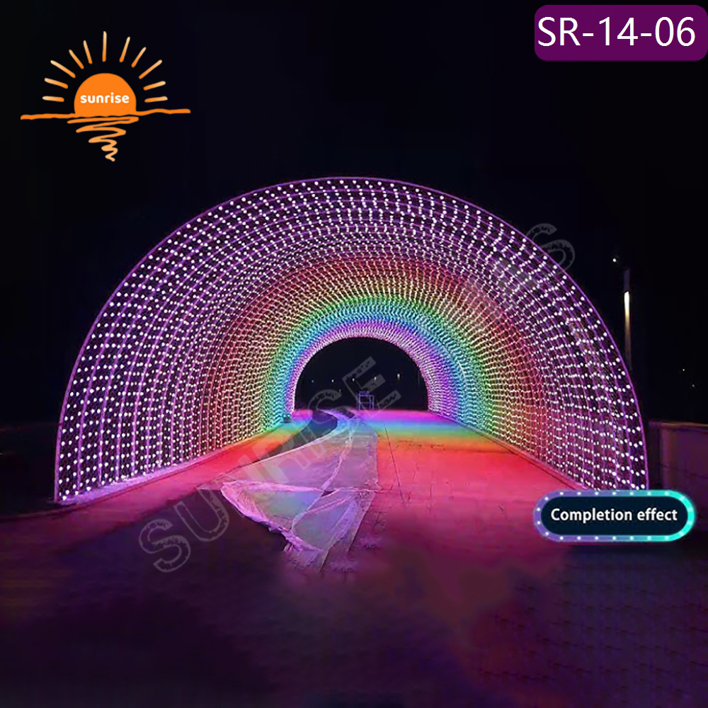 IP65 Outdoor Programmable RGB Color Change LED Lighting walk through Tunnel Arch Lighting Christmas Decoration Light Show