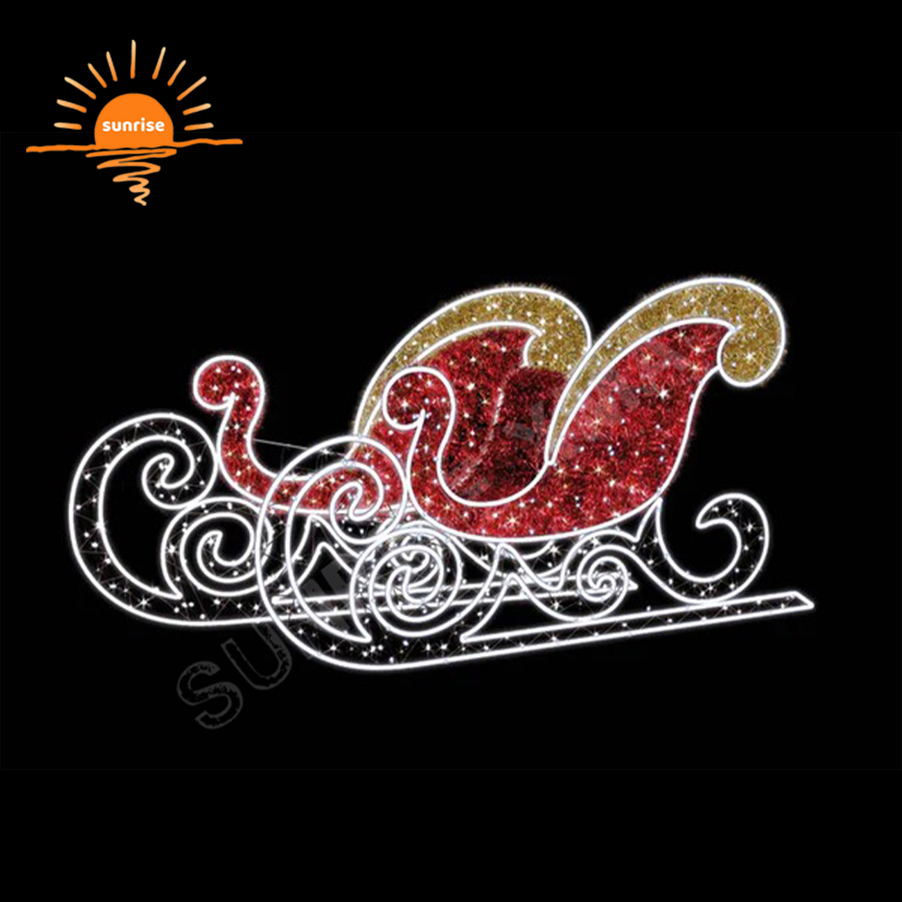 Led Lights Decoration Large Xmas Santa Sleigh Jumbo Sled for Festive Displays Christmas Reindeer with Sled Chair Decoration