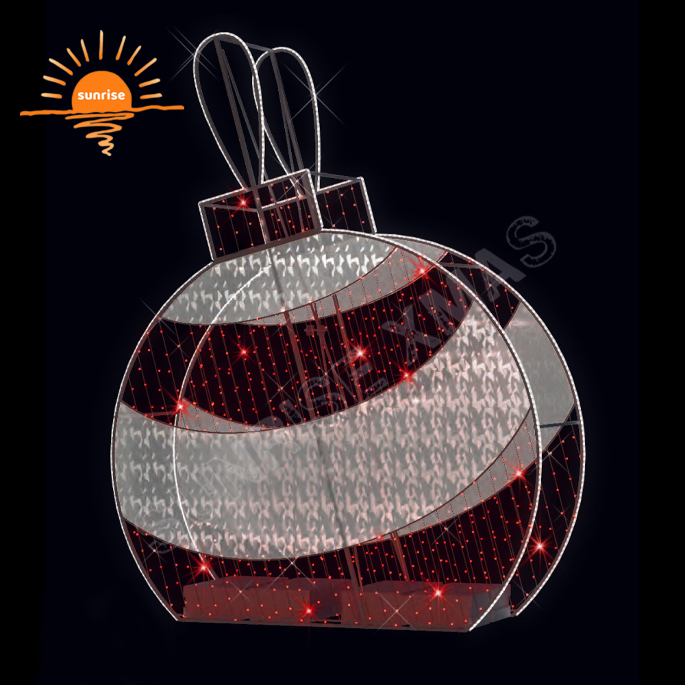 Christmas Decoration Waterproof Giant Outdoor Commercial LED Lighted Red Ball Bauble Chair Christmas Ornament Sled for Exterior