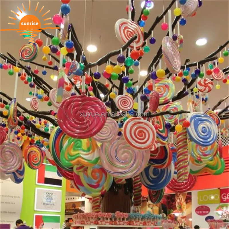 Outdoor Decoration Fiberglass Balloon Candy and Lollipop Sculpture