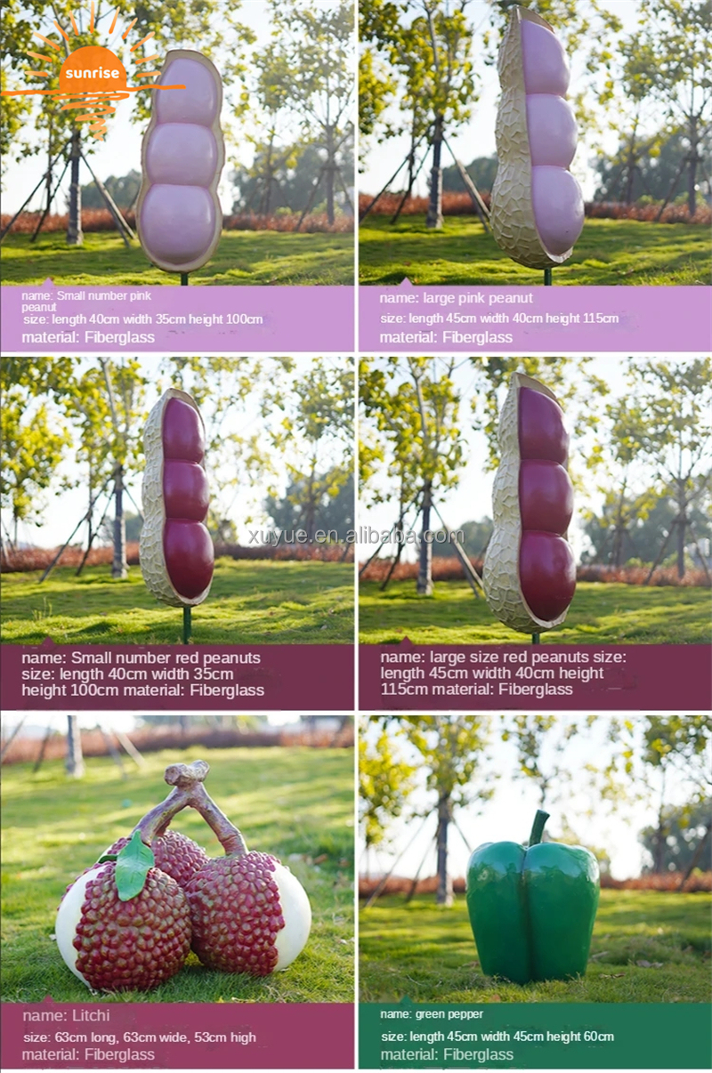 Artificial Vegetables Fruit Pumpkin Watermelon Strawberry Pineapple Sculpture Resin Outdoor Mall Fiberglass Decoration