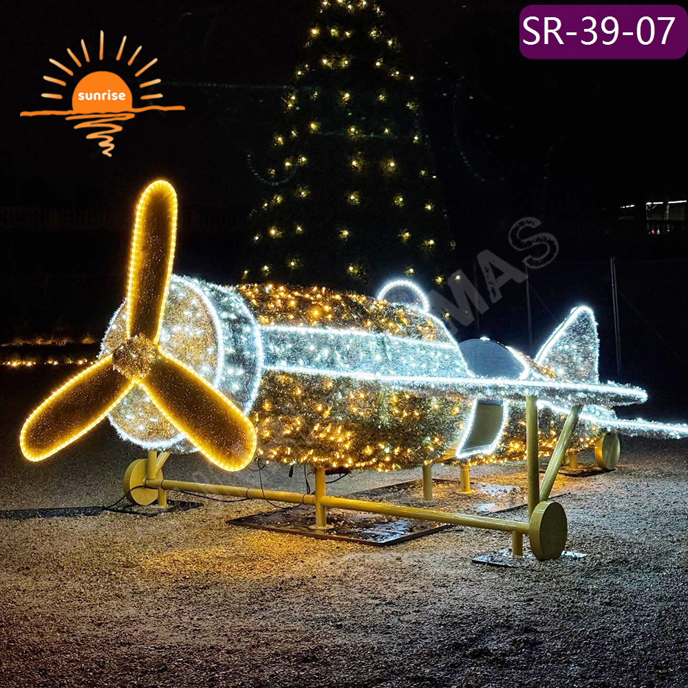 Xmas airplane led Light Emitting Diode decoration for Festive Displays Outdoor IP65 3D Christmas helicopter motif light show