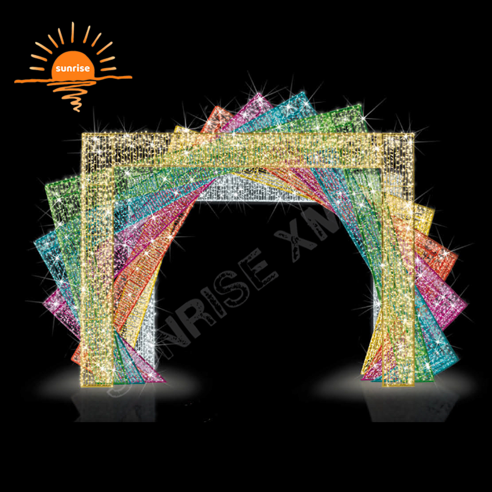 Outdoor Programmable RGB Color Change LED Lighting Tunnel Arch Lighting Christmas Snowflake Decoration Walk Through Light Show
