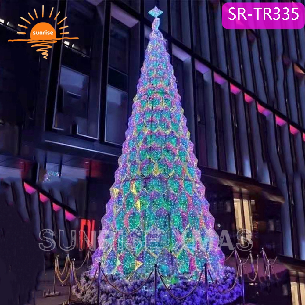 Frame Artificial Giant Christmas Tree Ornament Decoration 6meter Metal Sunrise Steel Frame and LED Light Large Xmas Tree CN;ZHE