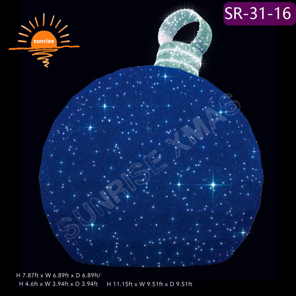 Large IP65 Christmas Ball motif 3d Giant Outdoor Decorative Festive Displays Waterproof IP65 bauble/ornament Theme light Park
