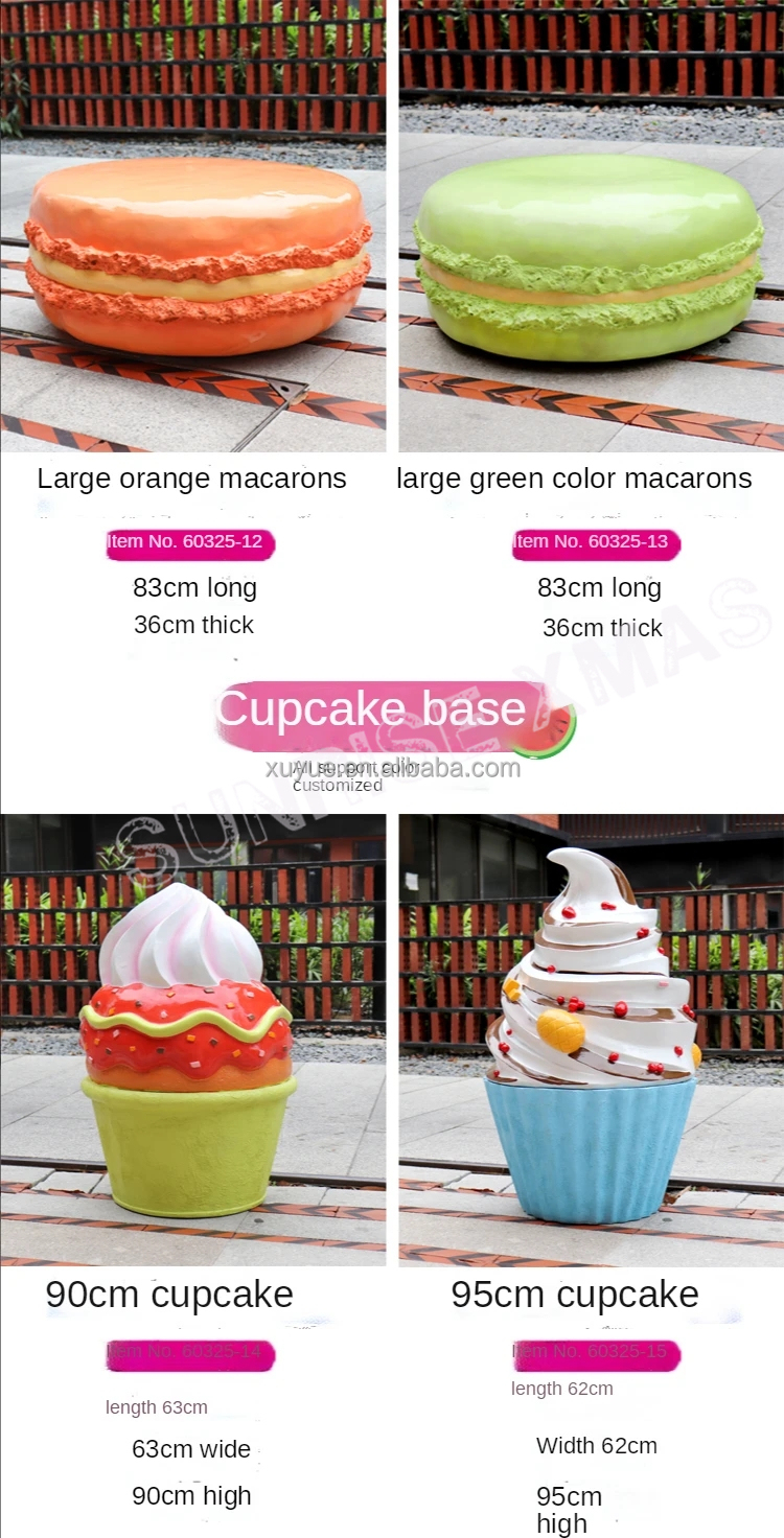 Mall Decoration Outdoor Giant Ice Cream Cones Sculpture Resin  Fiber Glass Sculpture for Ice Cream Donut Decorations