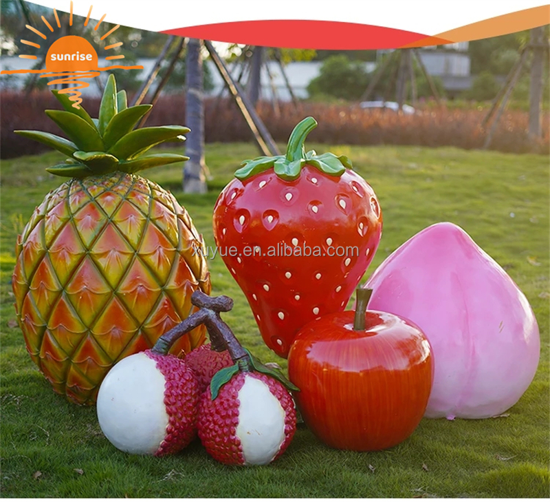 Artificial Vegetables Fruit Pumpkin Watermelon Strawberry Pineapple Sculpture Resin Outdoor Mall Fiberglass Decoration