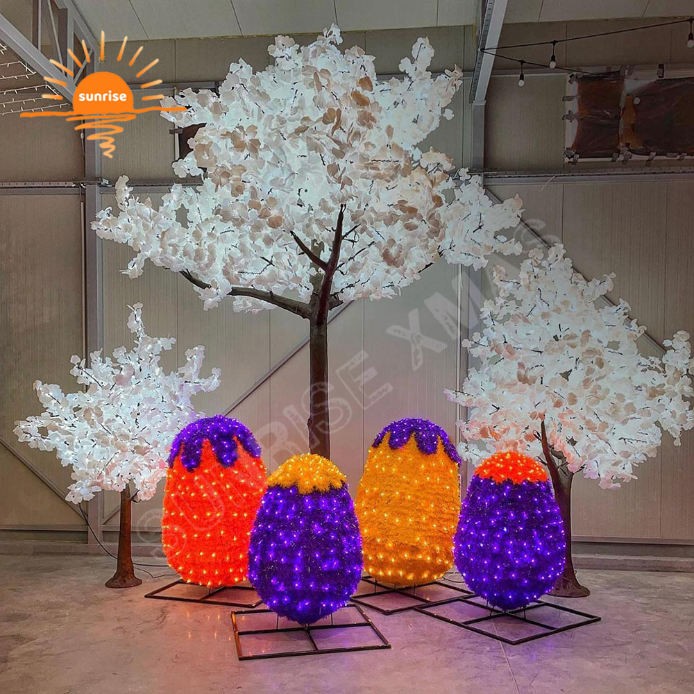 Outdoor Easter Bunny Decorations Large Motif Light Commercial Street Easter Egg Decorations for Holiday Light Displays