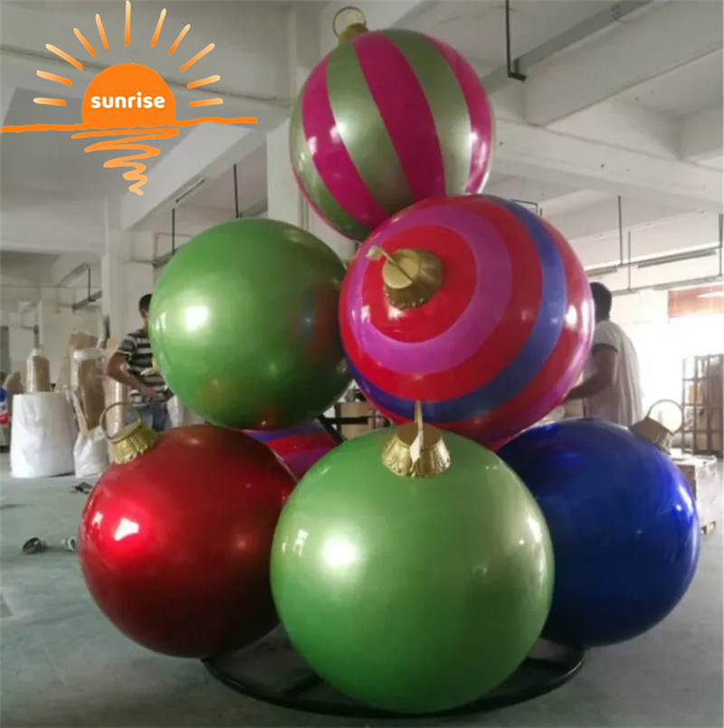 Customize Outdoor Fiberglass Christmas Decoration Large Ornament Ball Stack for Christmas Outdoor Indoor Holiday Display