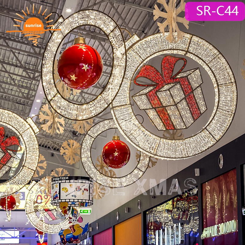 Commercial Indoor Warm White  Large  Hanging Christmas LED Gift Box Decoration  for Shopping Center