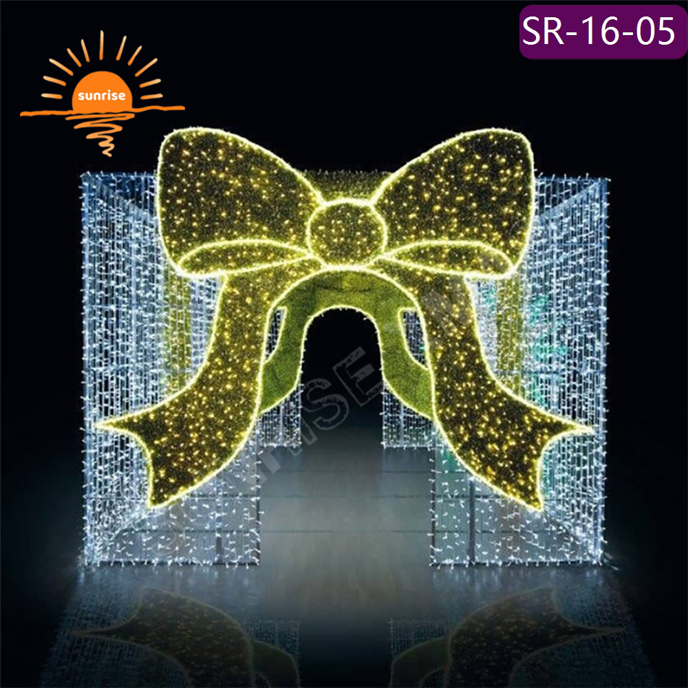 Luminescence Commerical Outdoor Christmas Large Decorative Walk Through tunnel LED motif Lighted Gift Box for Shopping Mall