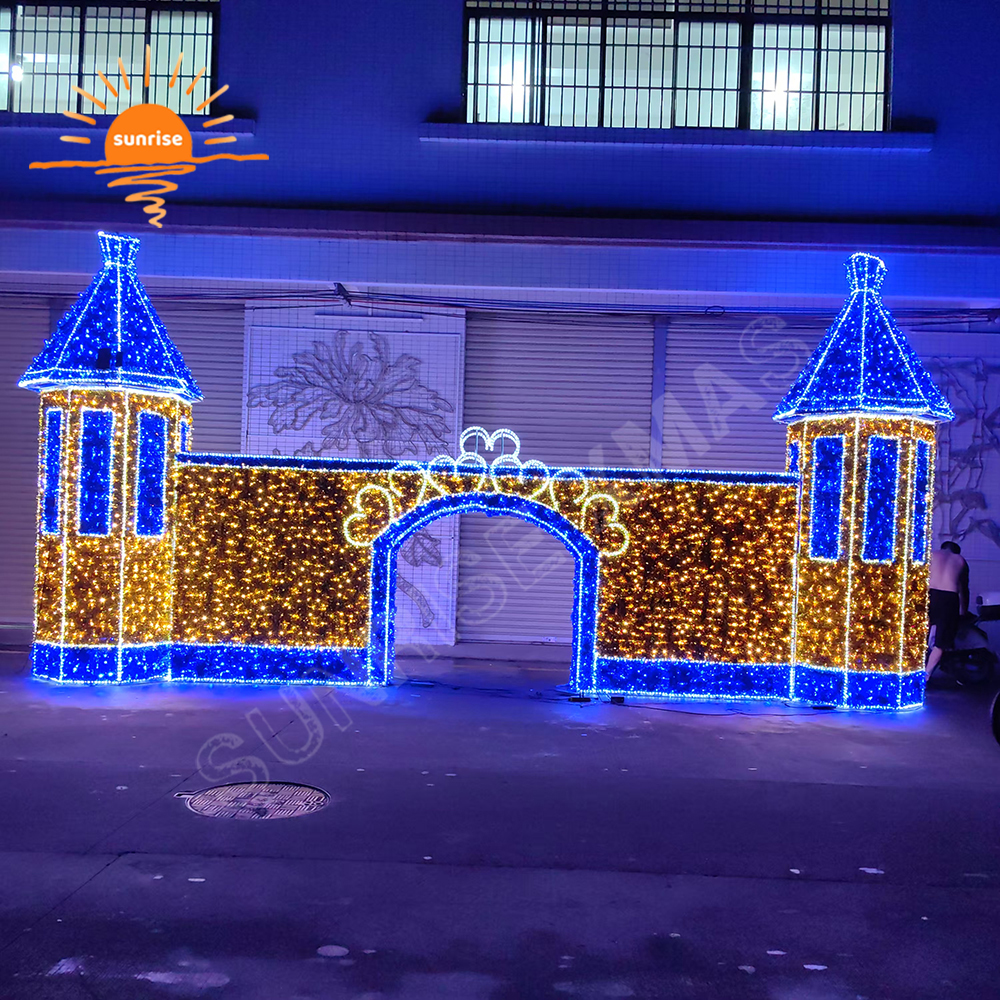 Outdoor 3D LED Christmas Light Fairy Tale Style Wonderland Walk Through Castle Displays for Party Event Ornament Light Show