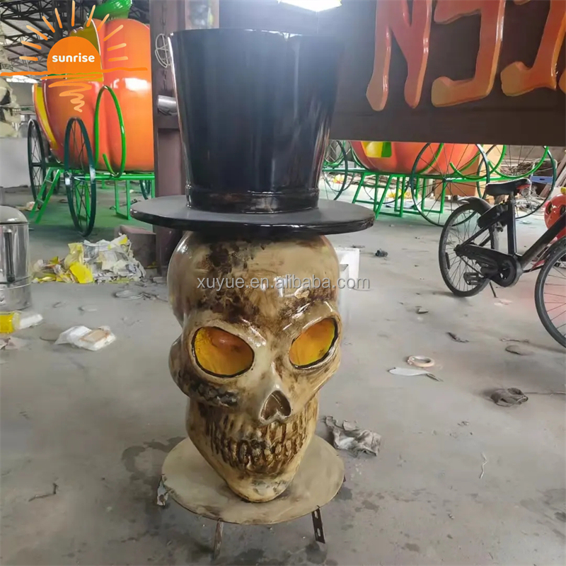 Halloween Props Toys Resin Art Crafts Statues Figurines Sculpture Fiberglass Halloween Pumpkin Light for Halloween Decorations