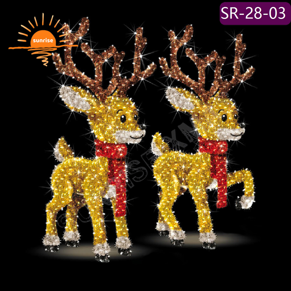 RGB pixel lights Led Lights Decoration Large Xmas Sled for Festive Displays Christmas Reindeer with Sled Chair Decoration