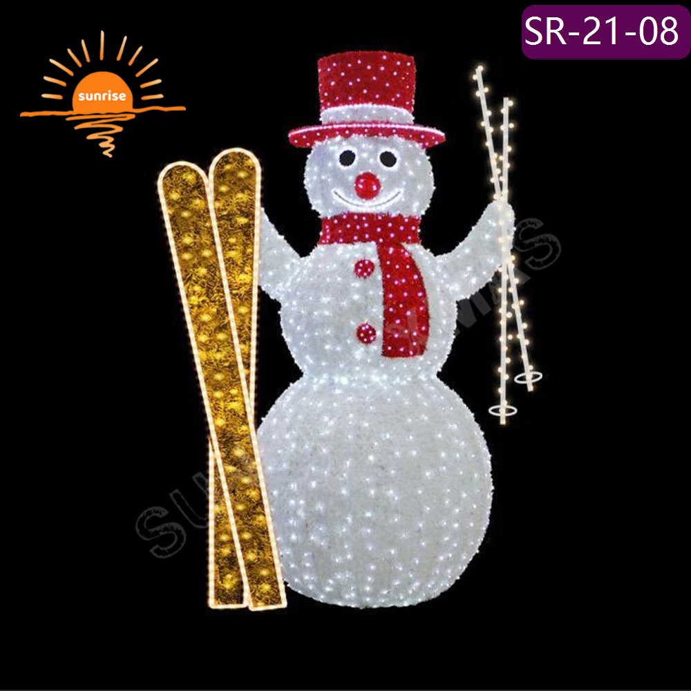 Large Outdoor Commercial Landscape lighting Giant LED Lighted Walk Through LED Snowman Christmas 3D motif Ornament Decoration