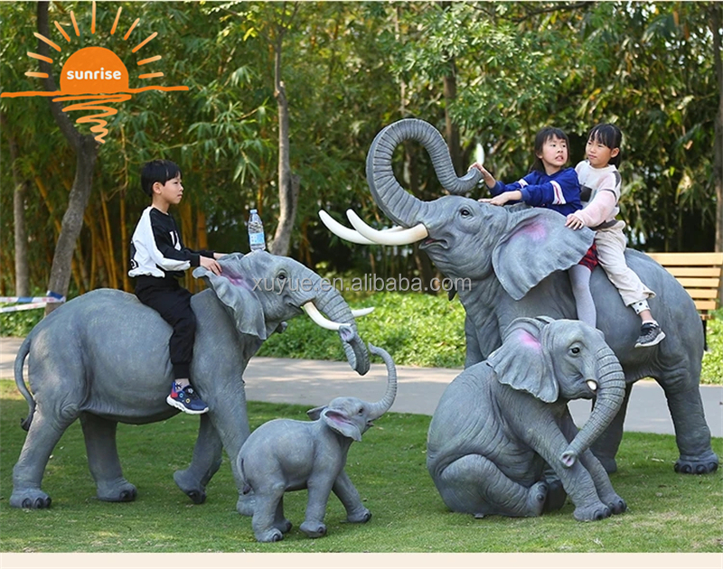 Fiberglass Resin Outdoor Life Size Animal Elephant Sculpture Garden Ornaments Outdoor Mall Fiberglass Decoration