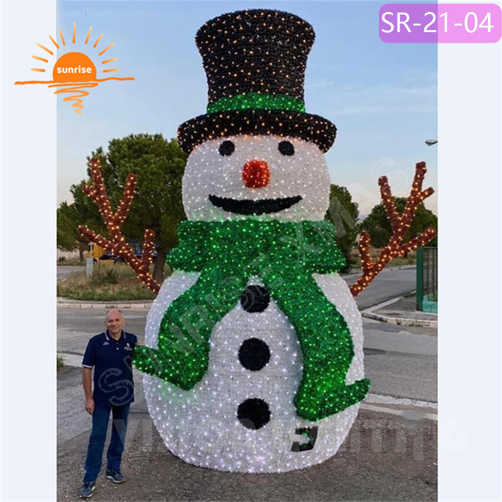 Outdoor Use waterproof Landscape LED Christmas Street Decorative 3D Snowman Motif Sculpture Light show in stock