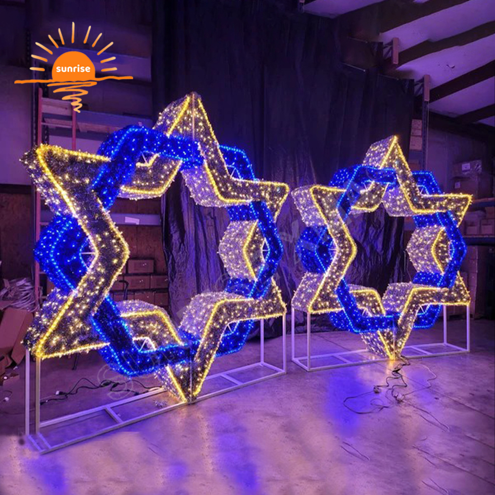 High Quality 3d Led Outdoor Christmas Ornament Standing Star for Yard Decoration Commercial Christmas Motif Light Decorations