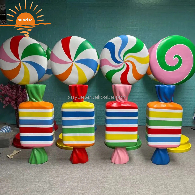 Outdoor Decoration Fiberglass Balloon Candy and Lollipop Sculpture